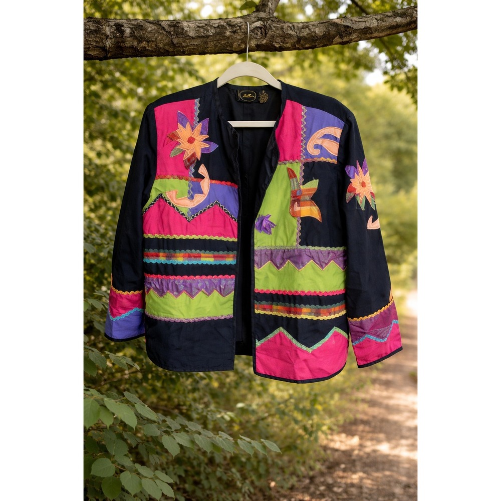 ALLURE Colorblock 90s Art Jacket‎ Size S Boho Festival